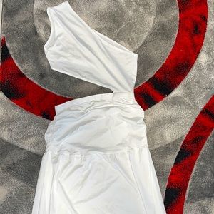 One shoulder white dress